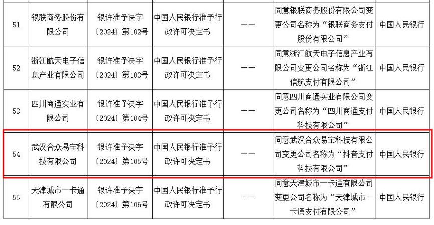 抖音支付相关公司